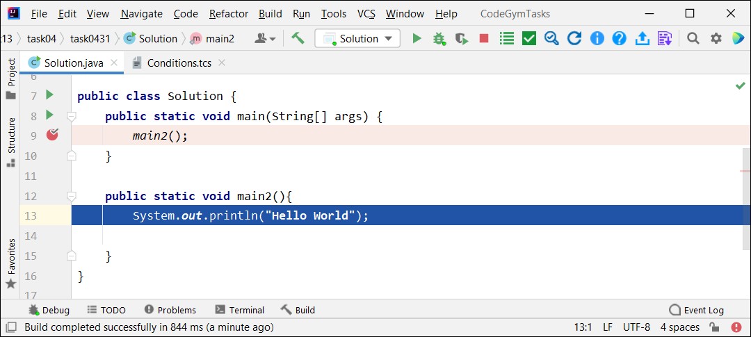 Step-by-step execution with stepping into methods 3