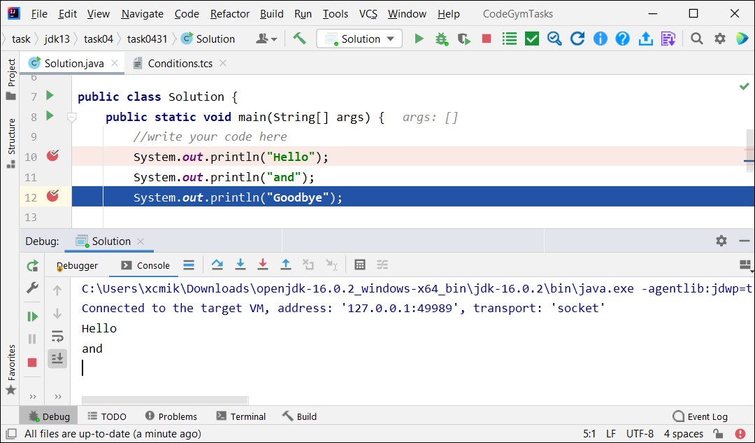 Start the program in debug mode 4