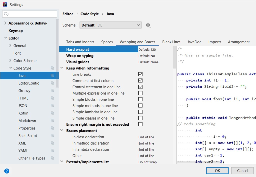 Code style IntelliJ IDEA